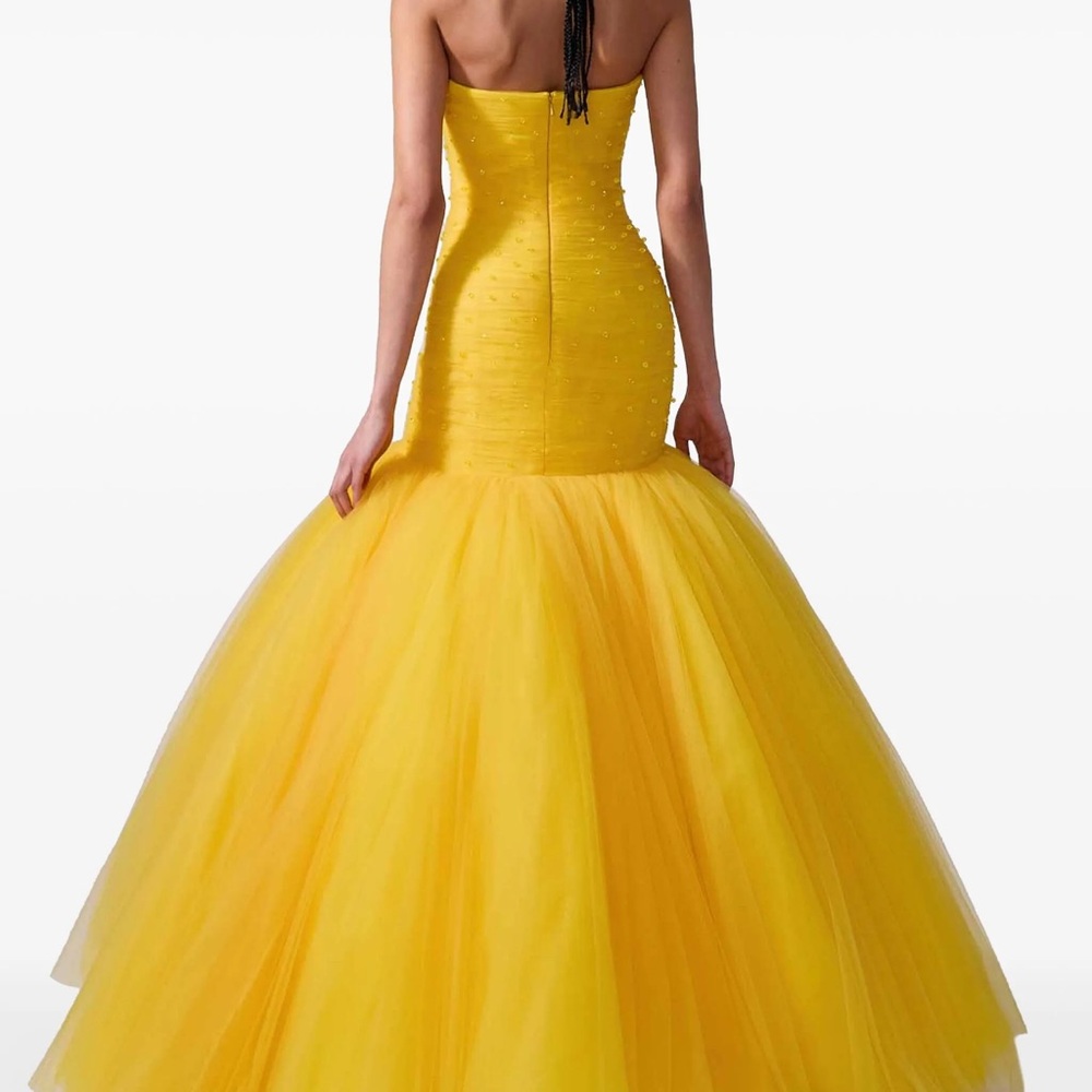 New NWT Carolina Herrera Embroidered Strapless Mermaid Gown Taxi Cab Yellow 8 - Picture 11 of 12